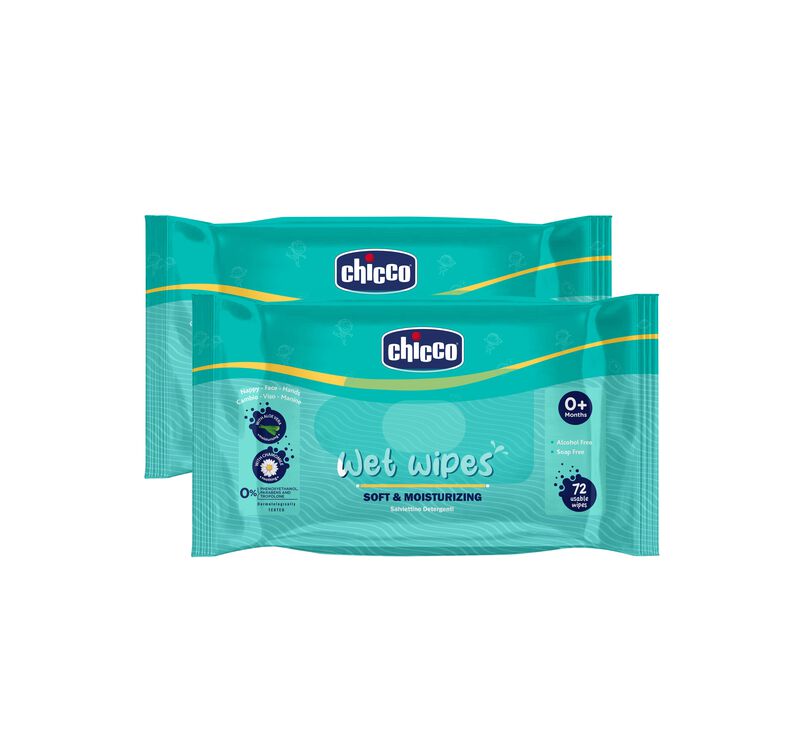 Chicco Wet Wipes Stickers Pack of 2 - 144 Pcs image number null