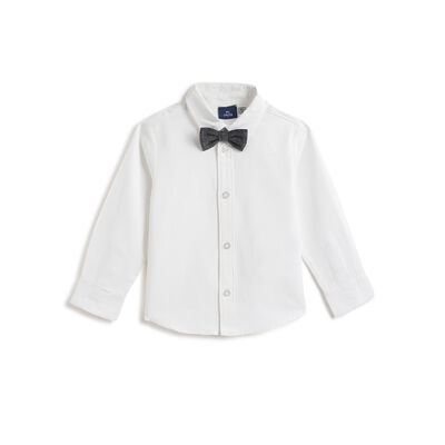 Boys White Solid Long Sleeve Shirt