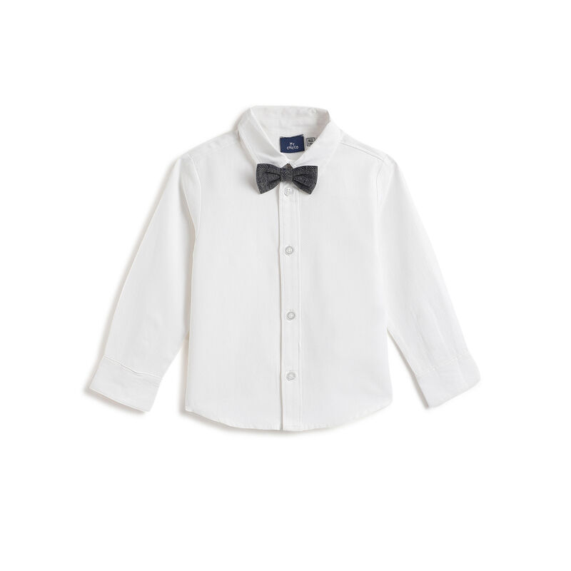 Boys White Solid Long Sleeve Shirt image number 0