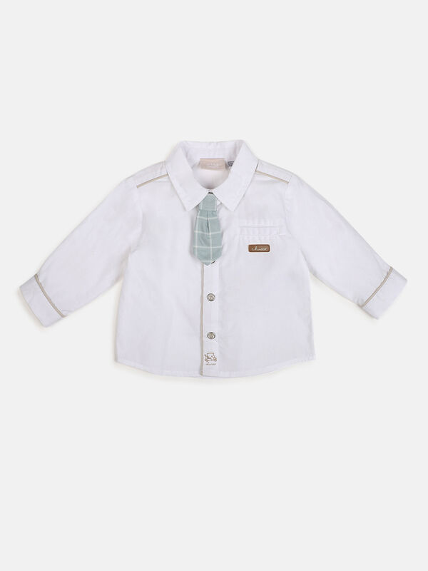 Boys White Long Sleeve Woven Shirt image number null