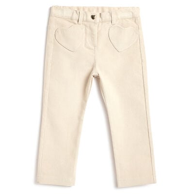 Girls Beige Embellished Trousers