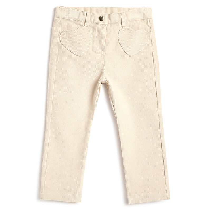 Girls Beige Embellished Trousers image number 0