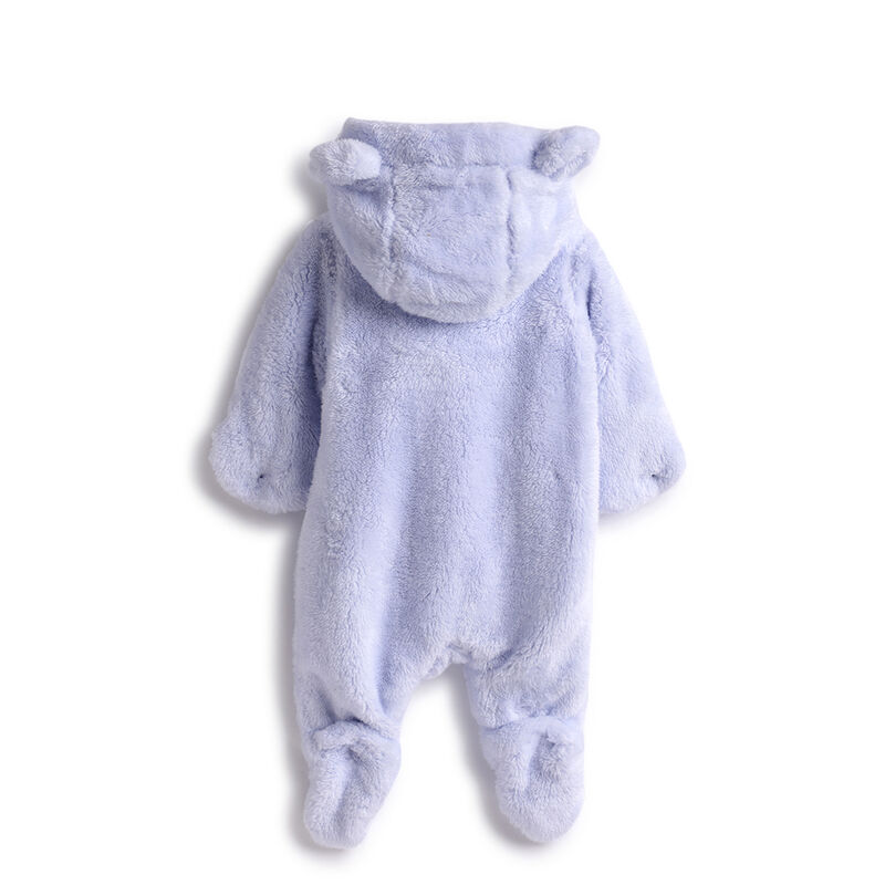 Boys Light Blue Solid Front Opening Babysuit image number 2