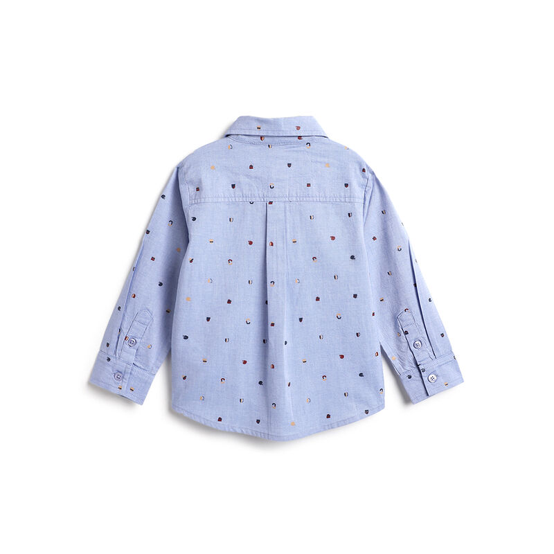 Boys Blue Printed Long Sleeve Shirt image number 1