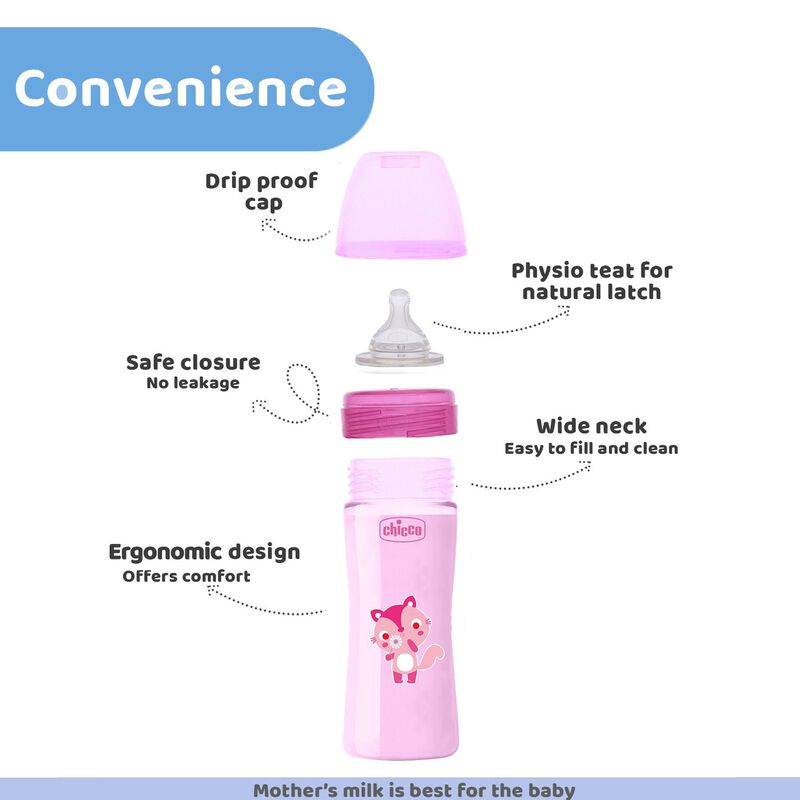 WellBeing Feeding Bottle (330ml, Fast) (Pink) image number null