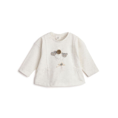 Girls White Embellished Long Sleeve T- Shirt