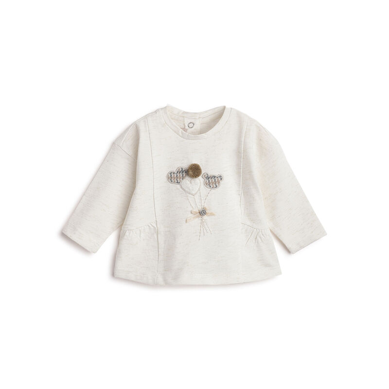 Girls White Embellished Long Sleeve T- Shirt image number 0