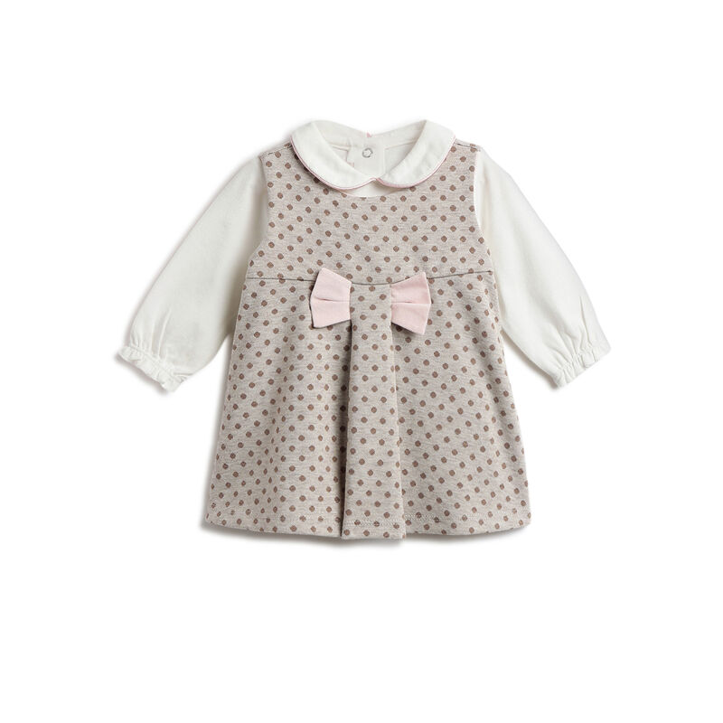 Girls White Bodysuit with Brown Dress image number 0