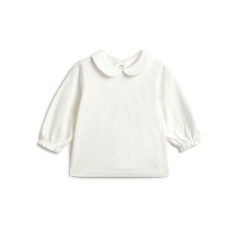 Girls White Top with Beige dress image number 2