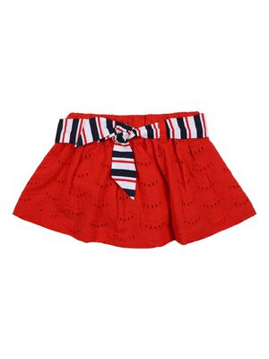 Girls Medium Red Woven Skirt