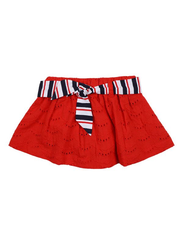 Girls Medium Red Woven Skirt image number 0