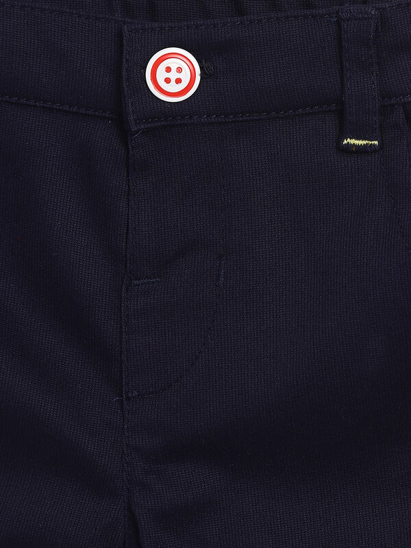Boys Solid Navy Blue Short Woven Trouser image number null