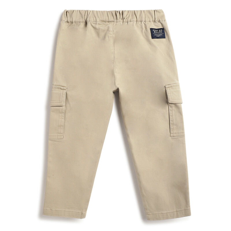 Boys Beige Solid Trousers image number 1