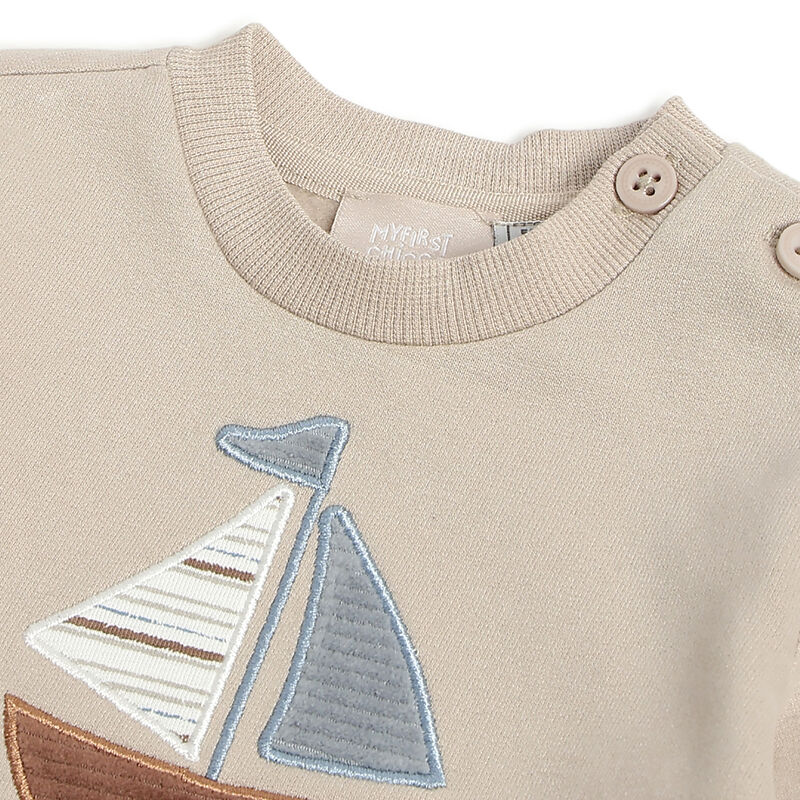 Girls Beige Applique Sweatshirt with Leggings image number 4