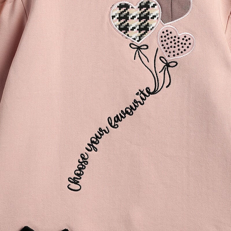 Girls Pink Sweatshirt with Checked Long Trouser image number 6