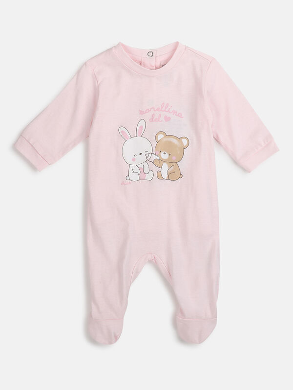 Girls Light Pink Nappy Opening Babysuit image number null