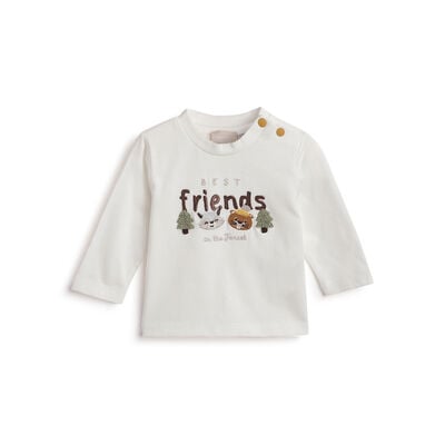 Boys White Applique Long Sleeve T- Shirt