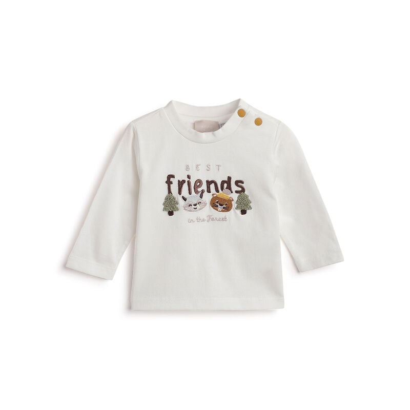 Boys White Applique Long Sleeve T- Shirt image number 0