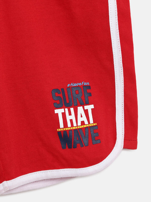 Boys Medium Red Knitted Shorts image number null