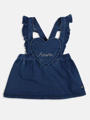Girls Medium Blue Knitted Overall Skirt