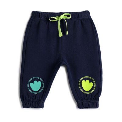 Boys Navy Printed Joggers