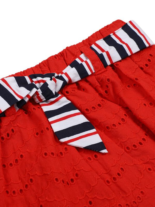 Girls Medium Red Woven Skirt image number 3