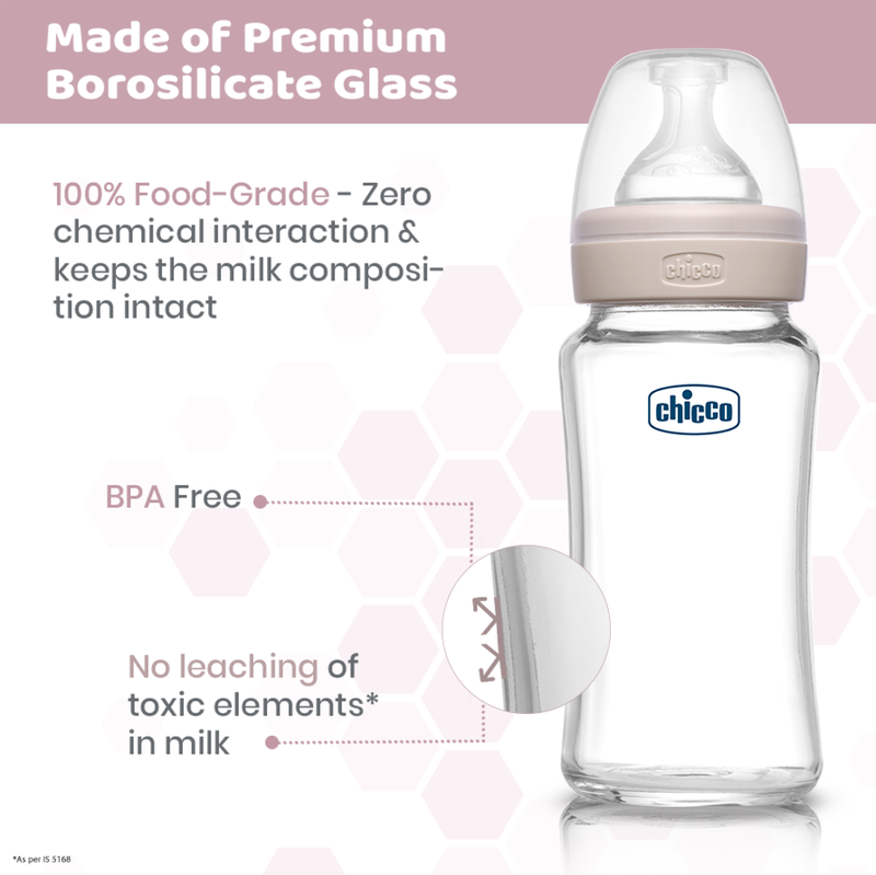 Well-Being Glass Feeding Bottle (240ml, Medium Flow) (Neutral) image number 2