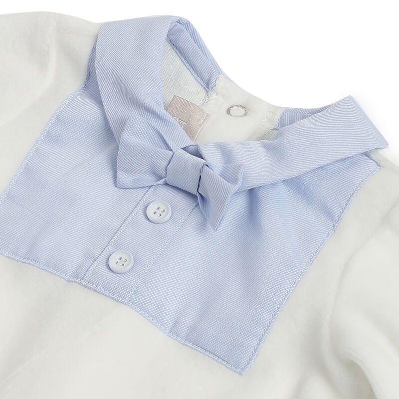 Boys White and Blue Colorblocked Smock with Leggings image number 4