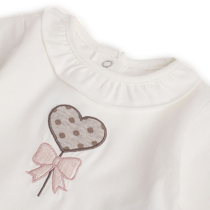 Girls White Applique Long Sleeve T- Shirt image number 2