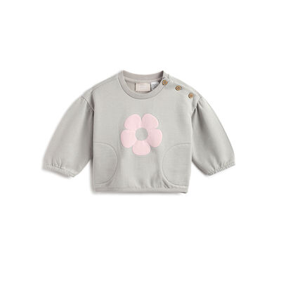 Girls Grey Printed Sweatshirt