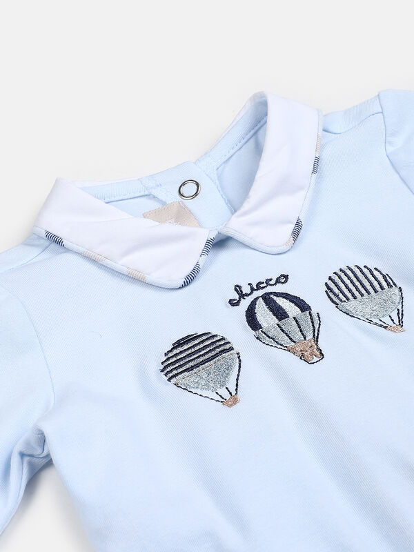 Boys Light Blue Nappy Opening Babysuit image number null