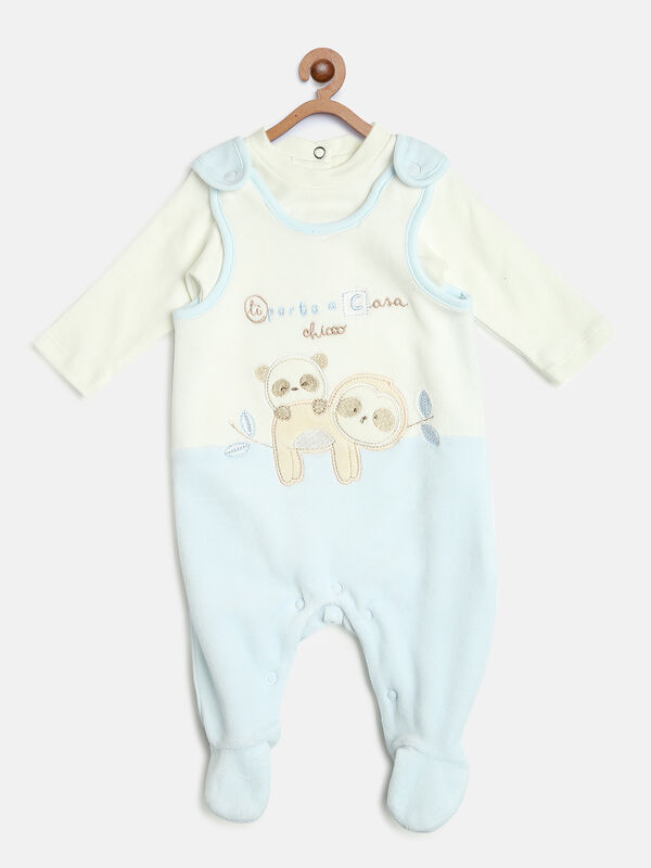 Infants Light Blue Applique Babysuit-Bodysuit Set image number 0