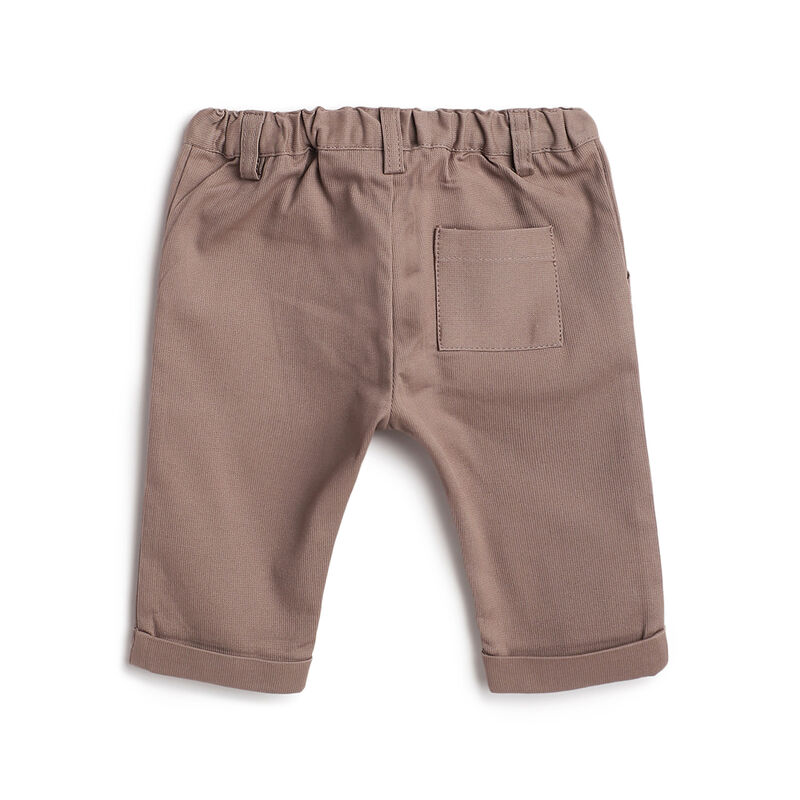 Boys Medium Brown Solid Trousers image number 1