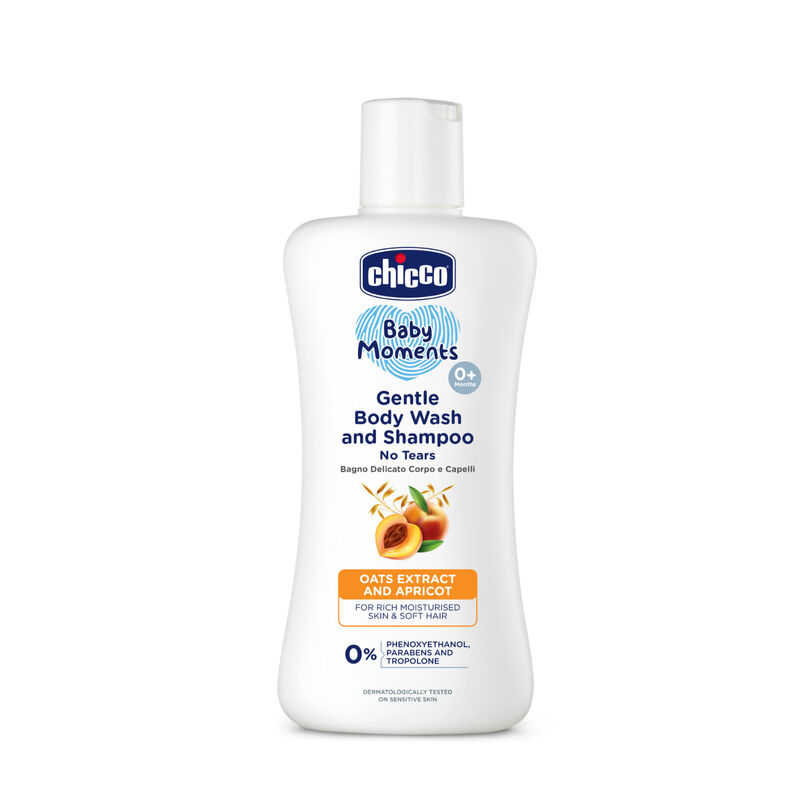 Combo- Chicco Baby Moments Gentle Body Wash And Shampoo, Paraben & Phenoxyethanol free, 0M+ (200ML) + Chicco Baby Moisturizing Wet Wipes with Aloe Vera and Chamomile (72 Wipes) image number null