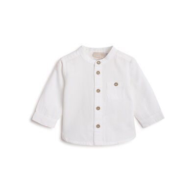Boys White Solid Long Sleeve Shirt