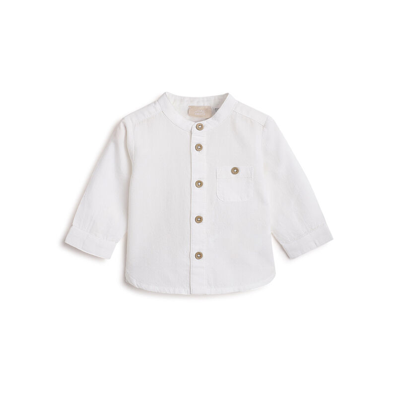 Boys White Solid Long Sleeve Shirt image number 0