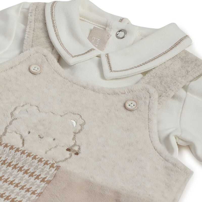 Girls Medium Pink Applique bodysuit with Long Dungaree image number 6