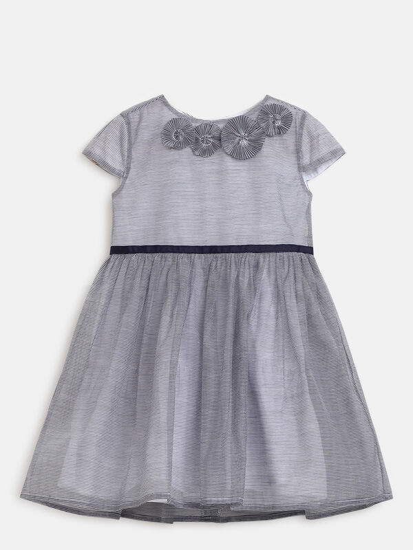 Girls Grey Short Sleeve Woven Dress image number null