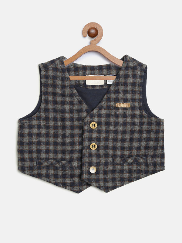 Flannel Waistcoat  With Checked Pattern image number 0