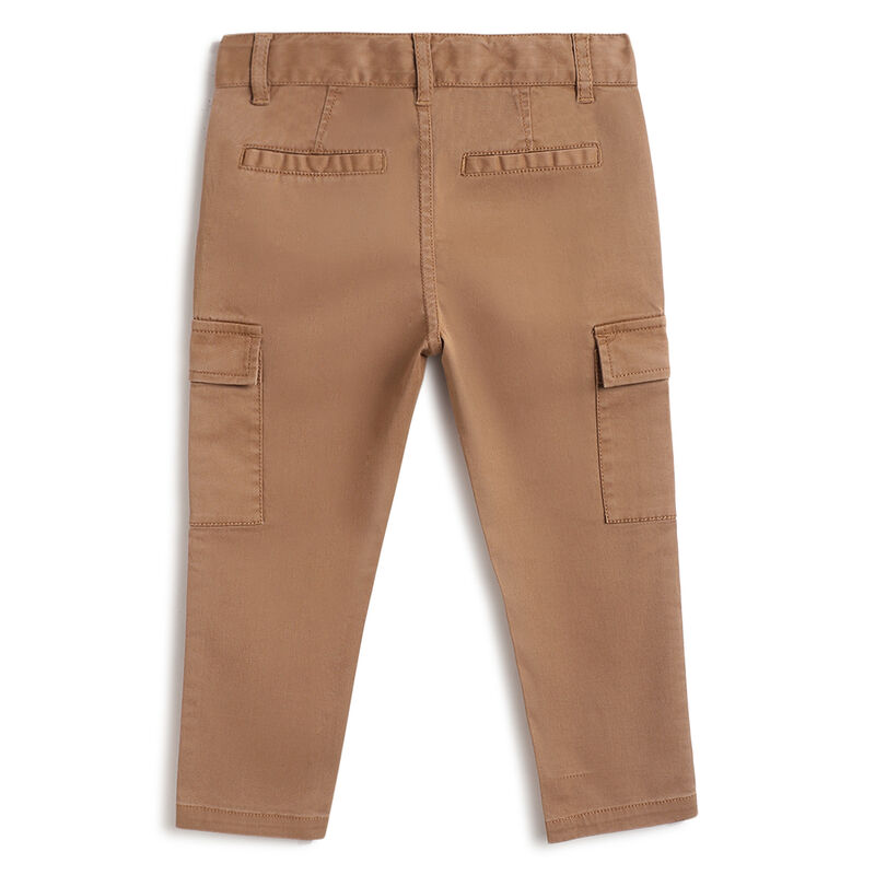 Boys Medium Brown Solid Trousers image number 1