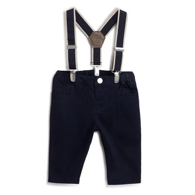 Boys Dark Blue Solid Trousers