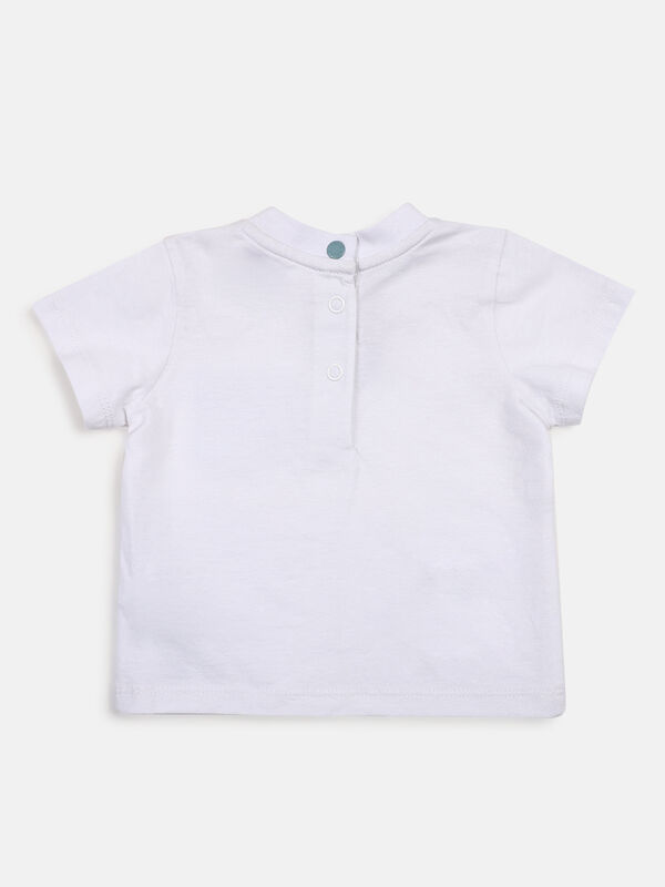 Boys White & Medium Light Blue T-Shirt with Short Pants image number null