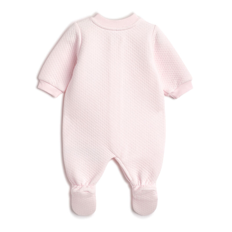 Girls Light Pink Applique Front Opening Babysuit image number 1