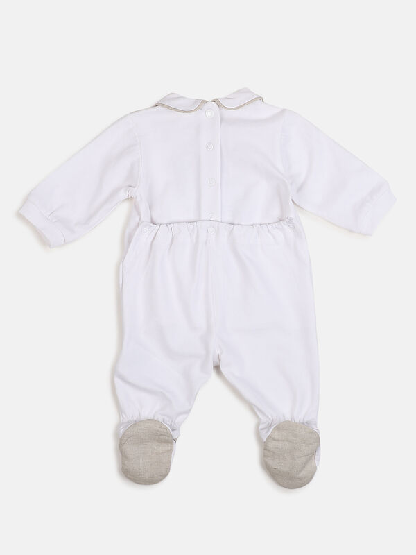 Infant White Nappy Opening Babysuit image number null