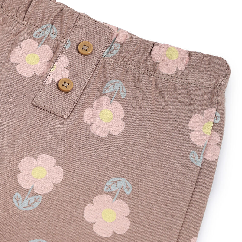 Girls Brown Floral Printed Joggers image number 2