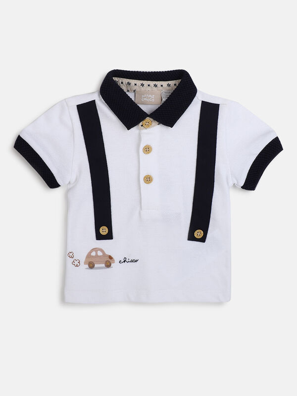 Boys White Short Sleeve Knitted Polo image number null