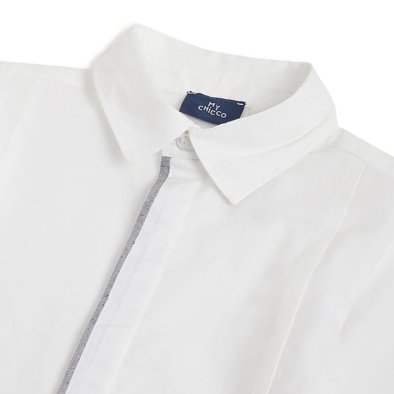 Boys White Solid Long Sleeve Shirt image number 2
