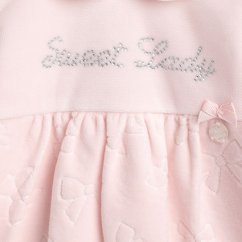 Girls Light Pink Self Design Leg Opening Babysuit image number 5