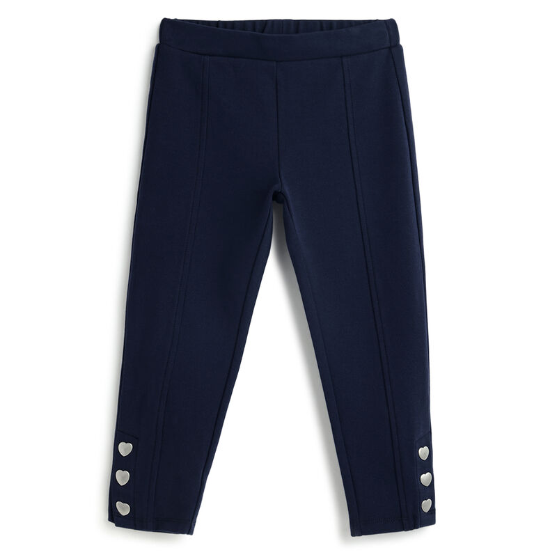 Girls Navy Solid Leggings image number 0