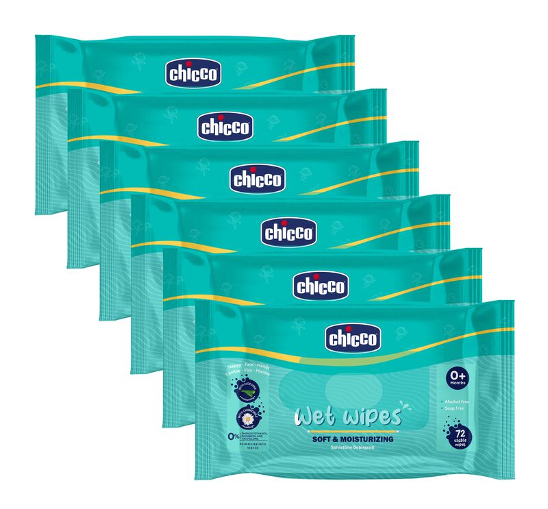 Chicco Wet Wipes Stickers Pack of 6 - 432 Pcs image number null